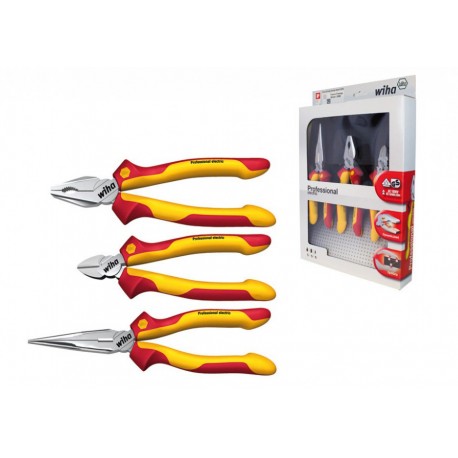 Juego de Alicates Professional Electric VDE Y GS hasta 1.000V (3 pzas) WIHA Juego de Alicates Professional Electric VDE Y GS hasta 1.000V (3 pzas) WIHA