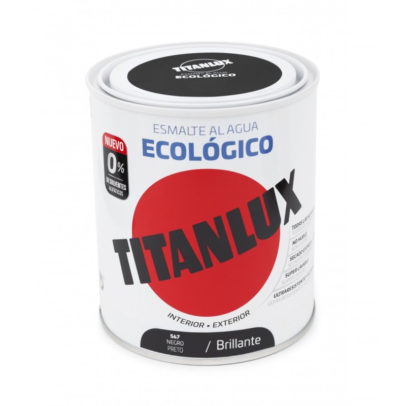 Esmalte al agua Ecológico Titanlux negro brillo 750 ml