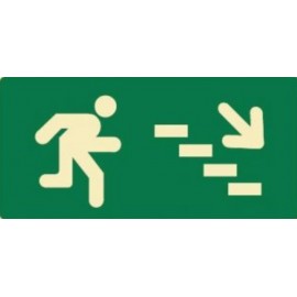 SEÑAL SALIDA ESCALERA ABAJO DERECHA FOTOLUMINISCENTE PVC 16X32 cm