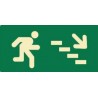 SEÑAL SALIDA ESCALERA ABAJO DERECHA FOTOLUMINISCENTE PVC 16X32 cm