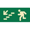 SEÑAL SALIDA ESCALERA ABAJO IZQUIERDA FOTOLUMINISCENTE PVC 16X32 cm