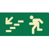 SEÑAL SALIDA ESCALERA ABAJO IZQUIERDA FOTOLUMINISCENTE PVC 16X32 cm