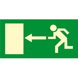SEÑAL SALIDA FLECHA PUERTA A IZQUIERDAS FOTOLUMINISCENTE PVC 16X32 cm