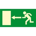 SEÑAL SALIDA FLECHA PUERTA A IZQUIERDAS FOTOLUMINISCENTE PVC 16X32 cm
