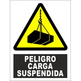 SEÑAL PELIGRO CARGA SUSPENDIDA PVC 23X34 cm
