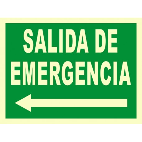 SEÑAL SALIDA DE EMERGENCIA FLECHA IZQUIERDA FOTOLUMINISCENTE PVC 21X29 cm SEÑAL SALIDA DE EMERGENCIA FLECHA IZQUIERDA FOTOLUMINISCENTE PVC 21X29 cm