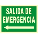 SEÑAL SALIDA DE EMERGENCIA FLECHA IZQUIERDA FOTOLUMINISCENTE PVC 21X29 cm