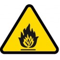 SEÑAL PELIGRO INCENDIO ADHESIVA PVC 12X14 cm