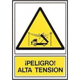 SEÑAL PELIGRO ALTA TENSION PVC 33X50 cm