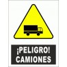 SEÑAL PELIGRO CAMIONES PVC 30X40 cm