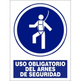 SEÑAL USO OBLIGATORIO DEL ARNES DE SEGURIDAD PVC 30X40 cm