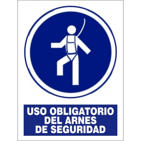 SEÑAL USO OBLIGATORIO DEL ARNES DE SEGURIDAD PVC 30X40 cm