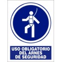 SEÑAL USO OBLIGATORIO DEL ARNES DE SEGURIDAD PVC 30X40 cm
