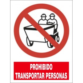 SEÑAL PROHIBIDO TRANSPORTAR PERSONAS PVC 33X41 cm