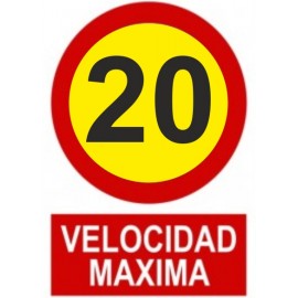 SEÑAL VELOCIDAD MAXIMA 20 PVC 30X40 cm