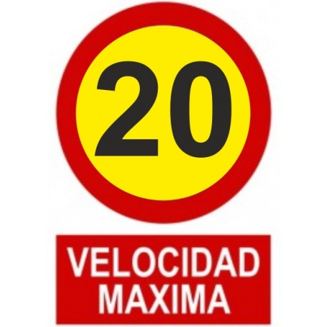 SEÑAL VELOCIDAD MAXIMA 20 PVC 30X40 cm