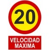 SEÑAL VELOCIDAD MAXIMA 20 PVC 30X40 cm