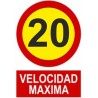 SEÑAL VELOCIDAD MAXIMA 20 PVC 30X40 cm