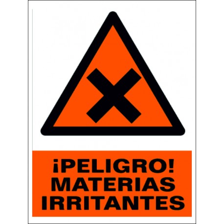 SEÑAL PELIGRO MATERIAS IRRITANTES ADHESIVA PVC 12X17 cm SEÑAL PELIGRO MATERIAS IRRITANTES ADHESIVA PVC 12X17 cm