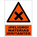 SEÑAL PELIGRO MATERIAS IRRITANTES ADHESIVA PVC 12X17 cm
