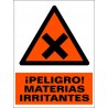 SEÑAL PELIGRO MATERIAS IRRITANTES ADHESIVA PVC 12X17 cm