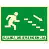 SEÑAL SALIDA DE EMERGENCIA ESCALERAS ABAJO A DERECHAS FOTOLUMINISCENTE PVC 21X29 cm